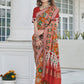 Rajwada Women Festive Designer Orange Saree With Unstitched Blouse