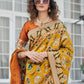 Rajwada Women Festive Designer Mustard Saree With Unstitched Blouse