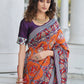 Rajwada Women Festive Designer Orange Saree With Unstitched Blouse