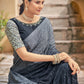 Rajwada Women Festive Designer Dark Blue Saree With Unstitched Blouse