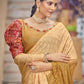 Rajwada Women Festive Designer Mustard Saree With Unstitched Blouse