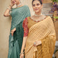 Rajwada Women Festive Designer Mustard Saree With Unstitched Blouse