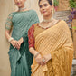 Rajwada Women Festive Designer Teal Saree With Unstitched Blouse