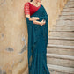 Rajwada Women Festive Designer Teal Saree With Unstitched Blouse
