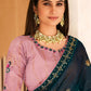 Rajwada Women Classic Teal Chinon Saree With Unstitched Blouse