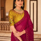 Rajwada Women Magenta Chinon Saree With Unstitched Blouse