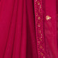 Rajwada Women Magenta Chinon Saree With Unstitched Blouse