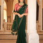 Rajwada Women Green Designer Chinon Saree With Unstitched Blouse