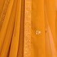 Rajwada Women Yellow Classic Chinon Saree With Unstitched Blouse