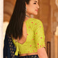 Rajwada Women Elegant Dark Blue Chinon Saree With Unstitched Blouse