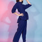 Rajwada Women Navy Blue Viscose Rayon Solid Stitched Co-Ord Set