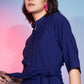 Rajwada Women Navy Blue Viscose Rayon Solid Stitched Co-Ord Set