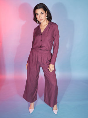 Rajwada Women Rust Maroon Viscose Rayon Printed Co-Ord Set