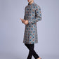 Rajwada Blue Rayon Printed Stitched Kurta For Men