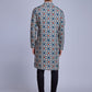 Rajwada Blue Rayon Printed Stitched Kurta For Men