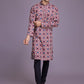 Rajwada Pink Rayon Printed Stitched Kurta For Men