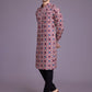 Rajwada Pink Rayon Printed Stitched Kurta For Men