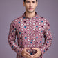 Rajwada Pink Rayon Printed Stitched Kurta For Men