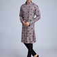 Rajwada Grey Rayon Printed Stitched Kurta For Men