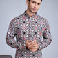 Rajwada Grey Rayon Printed Stitched Kurta For Men