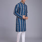 Rajwada Blue Rayon Printed Stitched Kurta For Men