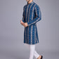 Rajwada Blue Rayon Printed Stitched Kurta For Men
