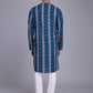 Rajwada Blue Rayon Printed Stitched Kurta For Men