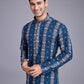 Rajwada Blue Rayon Printed Stitched Kurta For Men