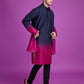 Rajwada Navy Blue And Pink Ombre Rayon Kurta With Dupatta For Men