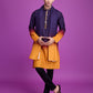 Rajwada Purple And Mustard Ombre Rayon Kurta With Dupatta For Men