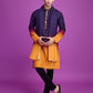 Rajwada Purple And Mustard Ombre Rayon Kurta With Dupatta For Men