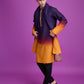 Rajwada Purple And Mustard Ombre Rayon Kurta With Dupatta For Men
