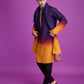 Rajwada Purple And Mustard Ombre Rayon Kurta With Dupatta For Men