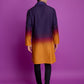 Rajwada Purple And Mustard Ombre Rayon Kurta With Dupatta For Men