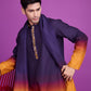 Rajwada Purple And Mustard Ombre Rayon Kurta With Dupatta For Men