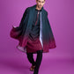 Rajwada Green And Maroon Ombre Rayon Kurta With Dupatta For Men