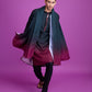 Rajwada Green And Maroon Ombre Rayon Kurta With Dupatta For Men