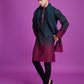 Rajwada Green And Maroon Ombre Rayon Kurta With Dupatta For Men