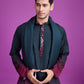 Rajwada Green And Maroon Ombre Rayon Kurta With Dupatta For Men