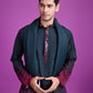 Rajwada Green And Maroon Ombre Rayon Kurta With Dupatta For Men