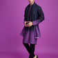 Rajwada Black And Purple Ombre Rayon Kurta With Dupatta For Men,