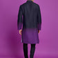 Rajwada Black And Purple Ombre Rayon Kurta With Dupatta For Men,