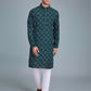 Rajwada Green Rayon Printed Stitched Kurta For Men