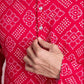 Rajwada Pink Rayon Printed Stitched Kurta For Men