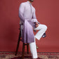 Rajwada Purple Rayon Mirror Work Stitched Kurta With Dupatta For Men