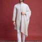 Rajwada Off White Rayon Mirror Work Stitched Kurta With Dupatta For Men