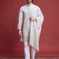 Rajwada Off White Rayon Mirror Work Stitched Kurta With Dupatta For Men