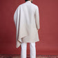 Rajwada Off White Rayon Mirror Work Stitched Kurta With Dupatta For Men