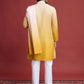 Rajwada Yellow Rayon Mirror Work Stitched Kurta With Dupatta For Men