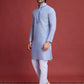 Rajwada Blue Viscose Rayon Mirror Work Stitched Kurta For Men